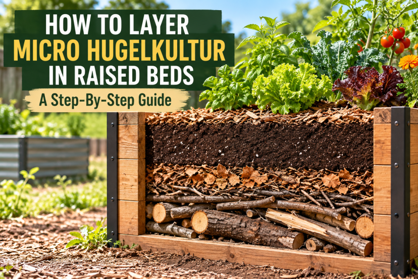 how to layer micro hugelkultur in raised beds